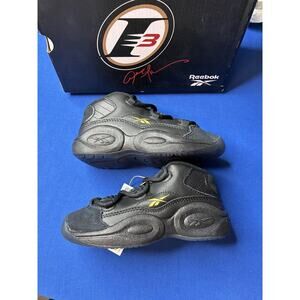 Reebok Question Shoes Toddler Size 10 Basketball Suede Leather Sneakers Black